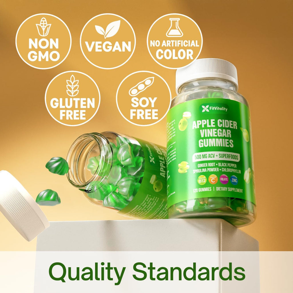 Premium Apple Cider Vinegar (ACV) Gummies, Formulated with Vitamin B12, Zinc, Ginger & Vitamin C