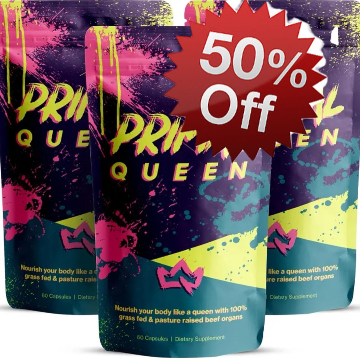 Primal Queen Beef Organ Superfood - 30 Day Refill，Female-Optimized Beef Organ Superfood Supplement (Beef Liver, Kidney, Heart, & 3 More) - 100% Grass Fed, Pasture Raised Cattle - Balance Hormones, Energy, & More for Women