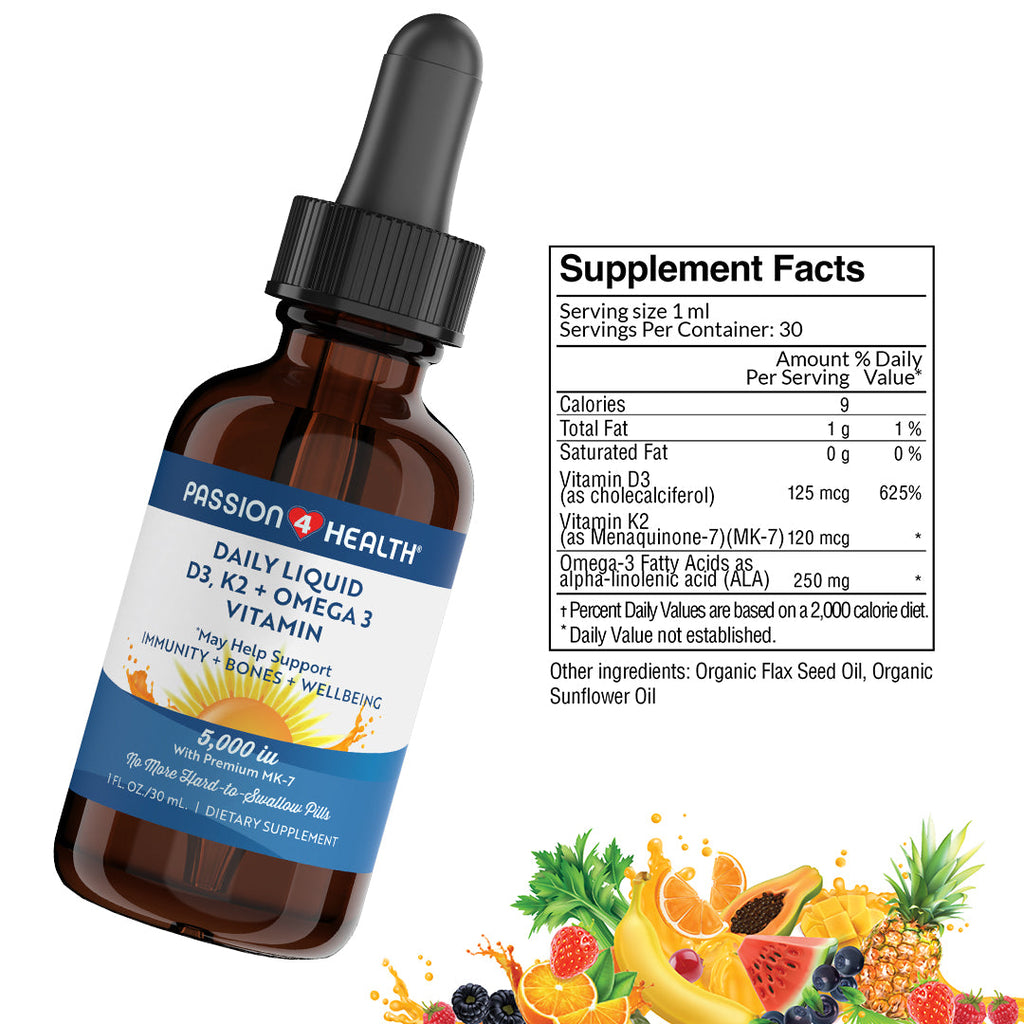 Daily Liquid D3, K2 + Omega 3 Vitamin