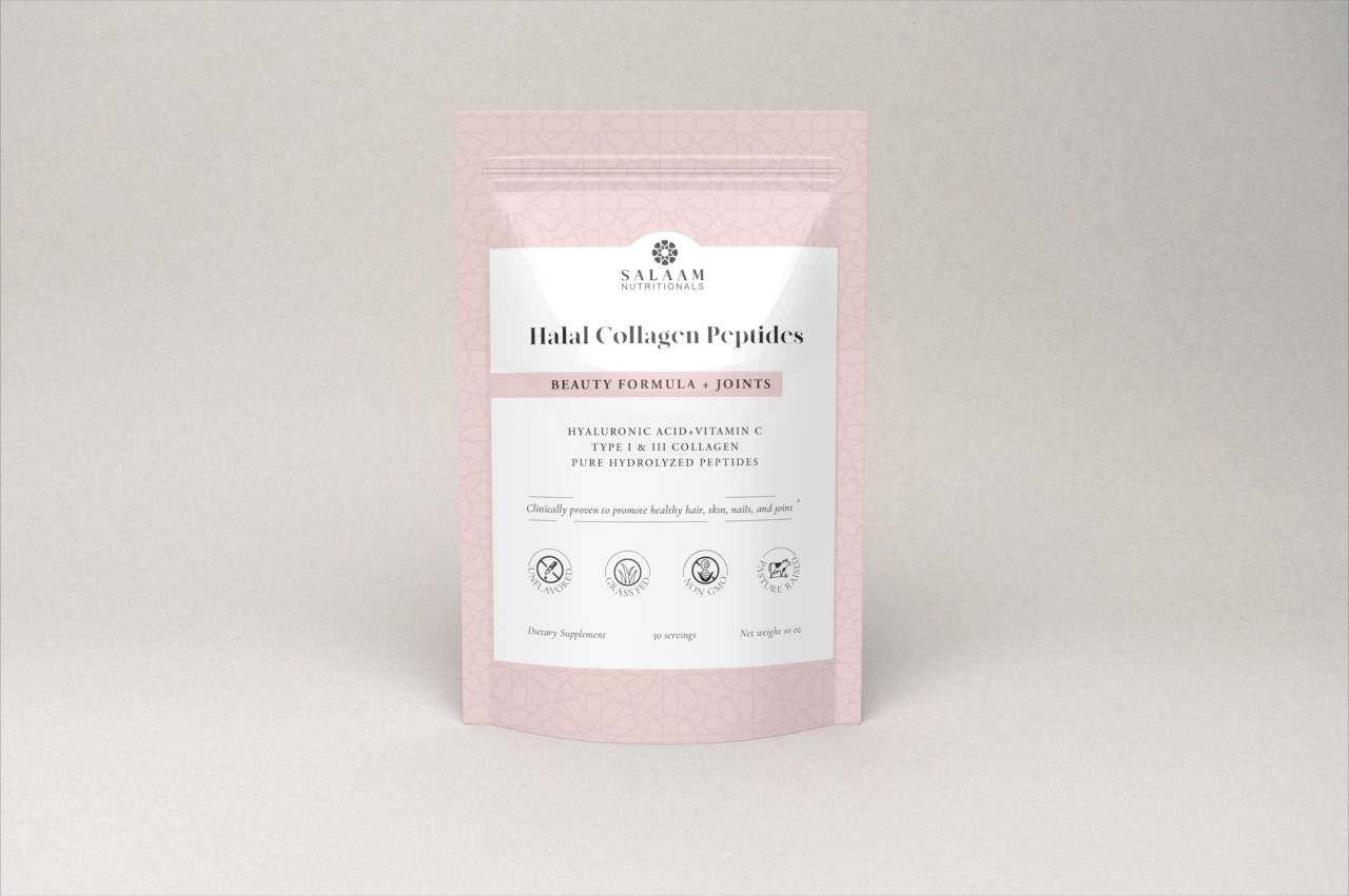 Pure Halal Collagen Hydrolyzed Peptides Type 1 & 3 Powder - With Vitamin C & Hyaluronic Acid | Salaam Nutritionals
