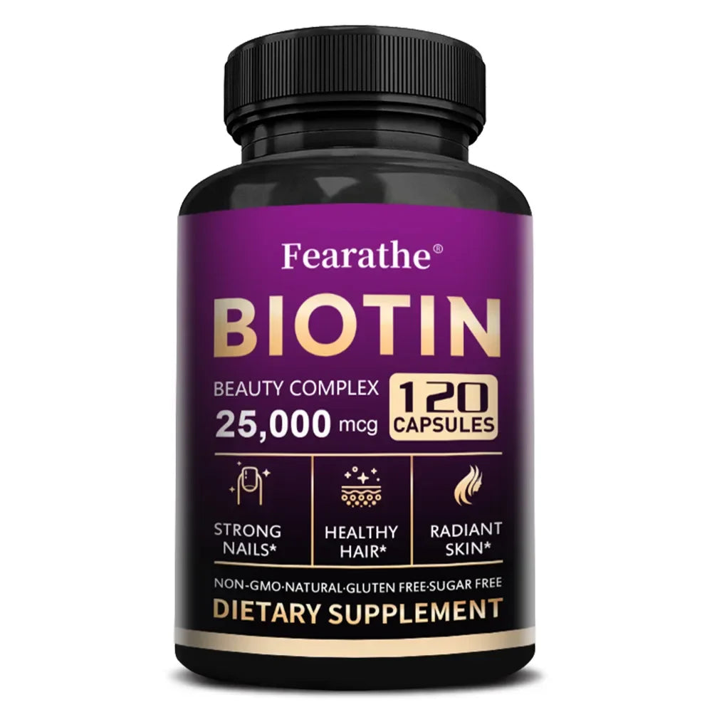 Biotin Vitamins with Pantothenic Acid, Folic Acid, Hair Growth Supplement for Men&Women - B1 B2 B3 B6 B12 - Healthy Nails & Skin